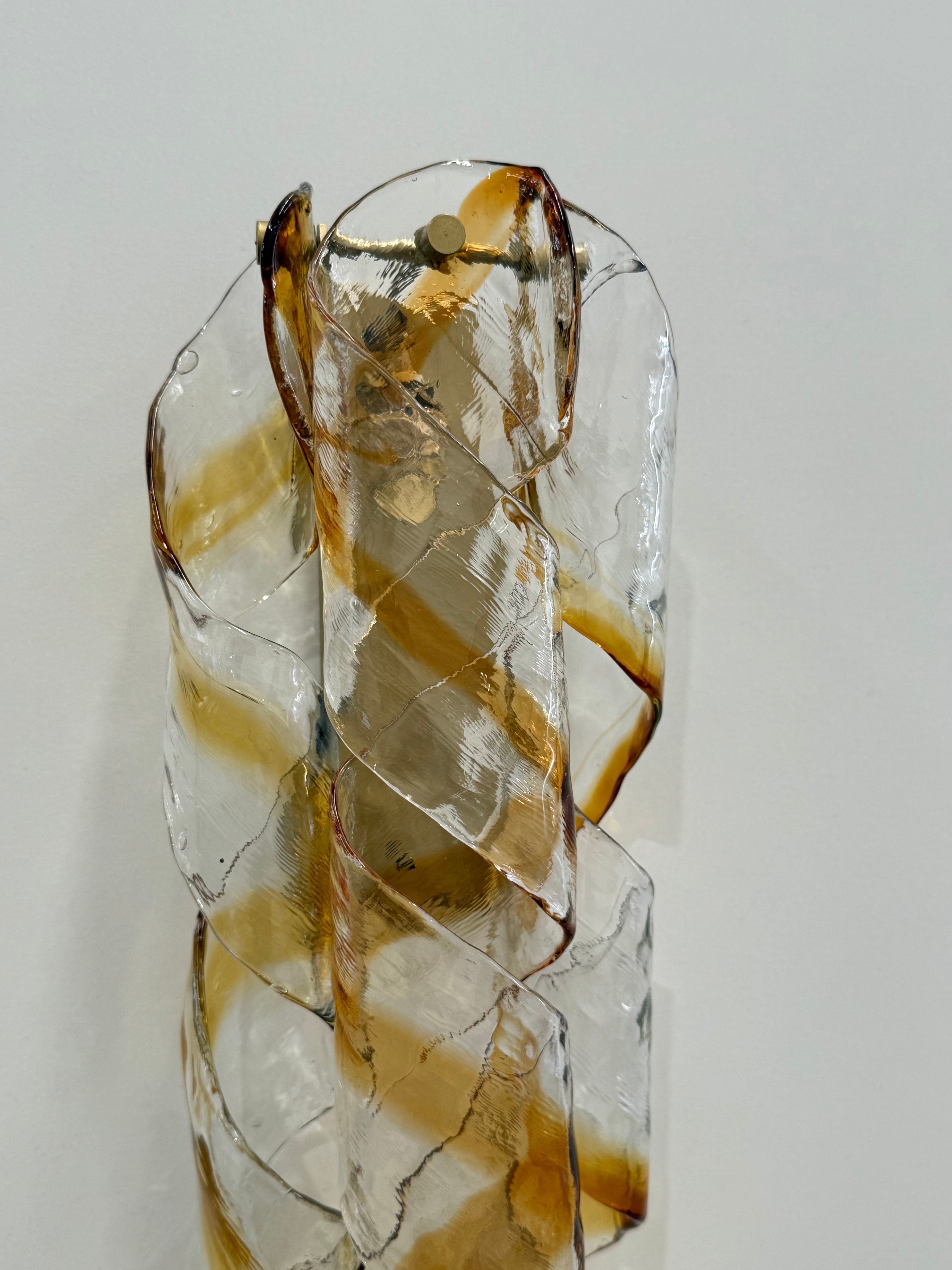 Pair of Murano “Torciglione” Wall Lights by Mazzega