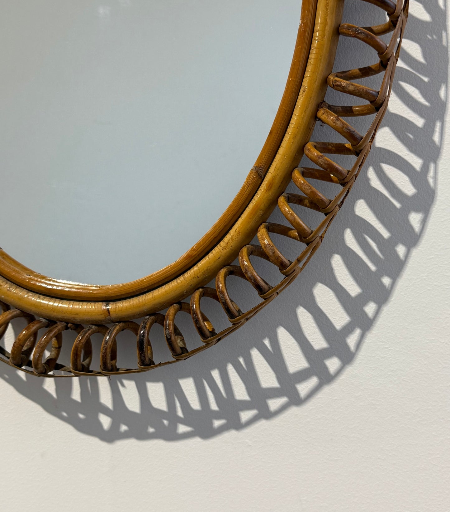 Italian Bamboo Mirror by Franco Albini