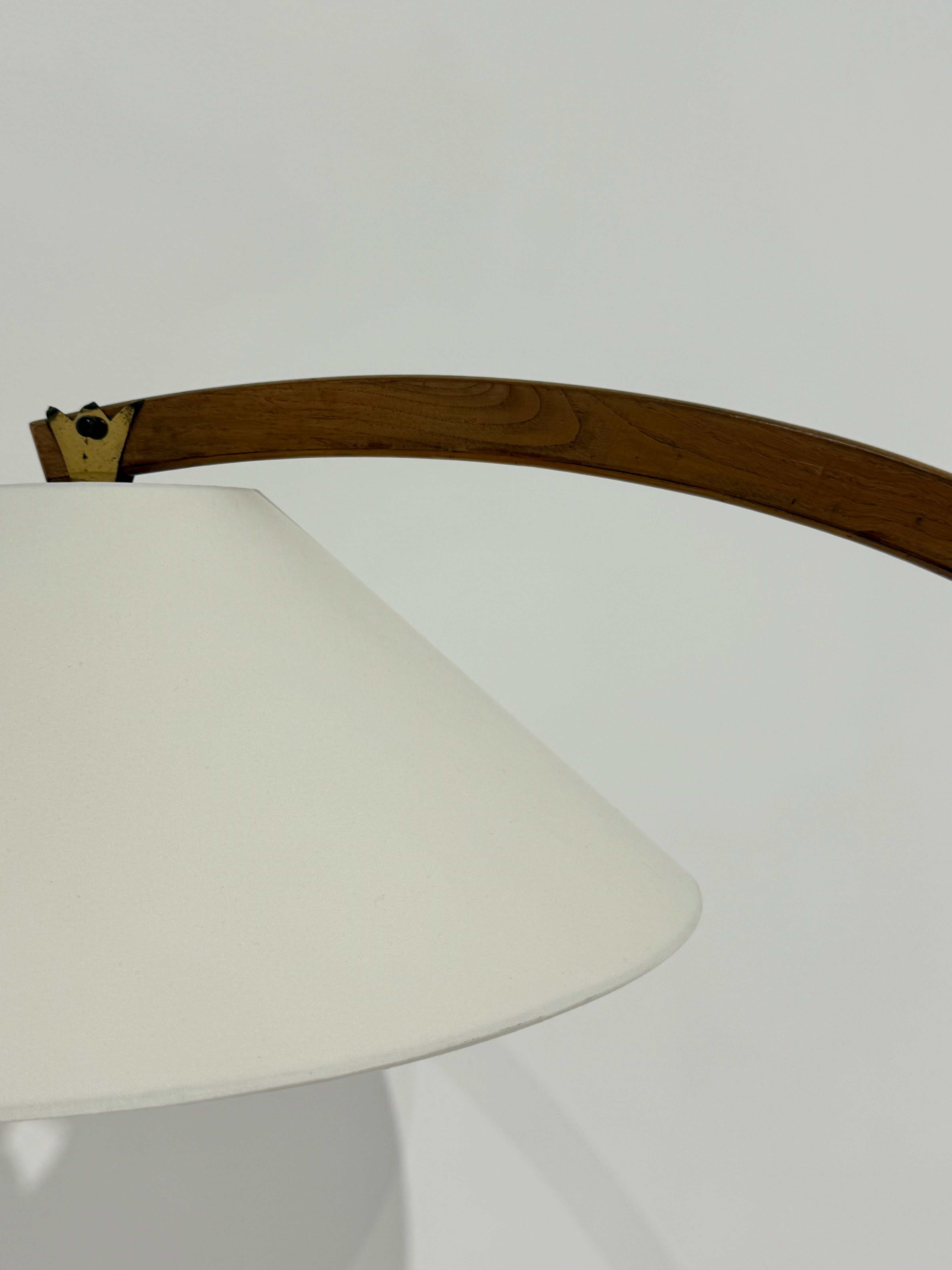 Vintage Italian Walnut Arc Floor Lamp