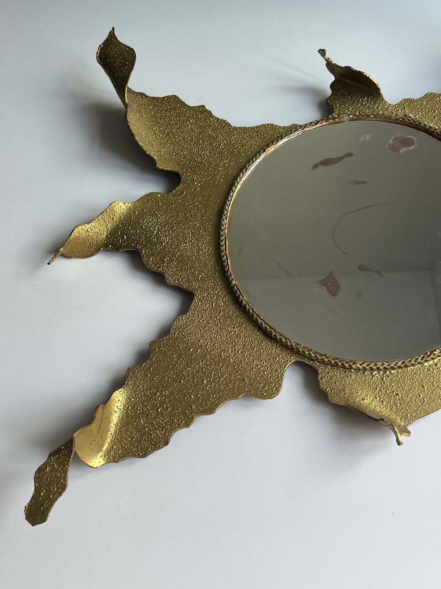 French Brutalist Sunburst Mirror