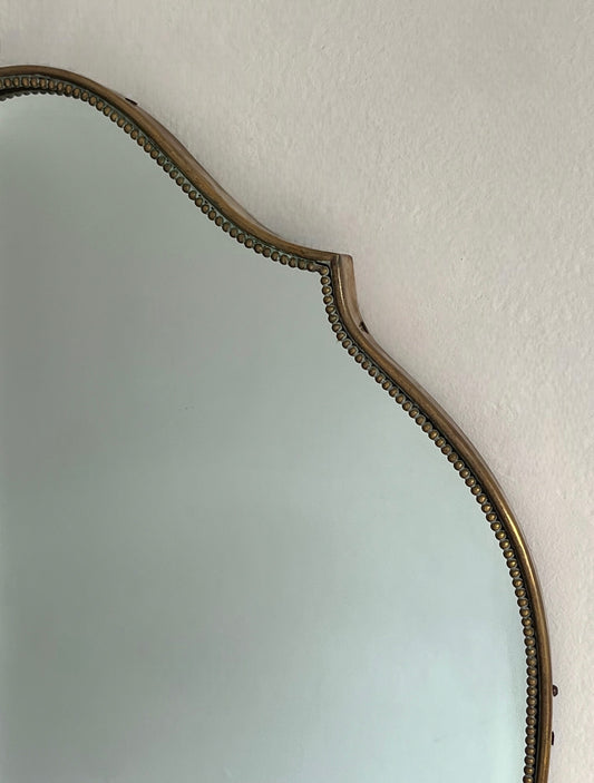 Vintage Italian Brass Beaded Mirror