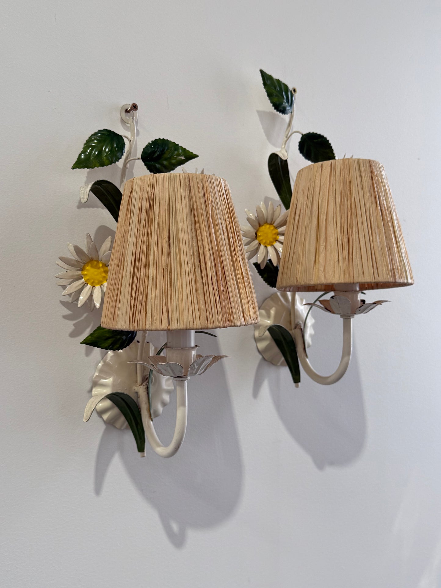 Pair of 1950’s French Floral Wall Lights
