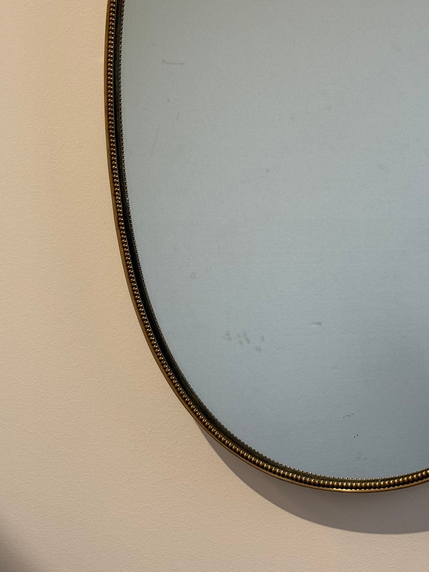 Vintage Italian Oval Brass Mirror with Beading