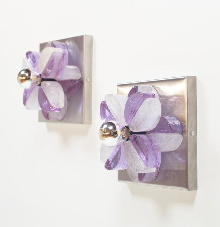 Pair of Murano Glass Wall Lights by Poliarte