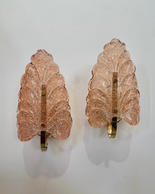 Pair of Foglia Murano Wall Lights