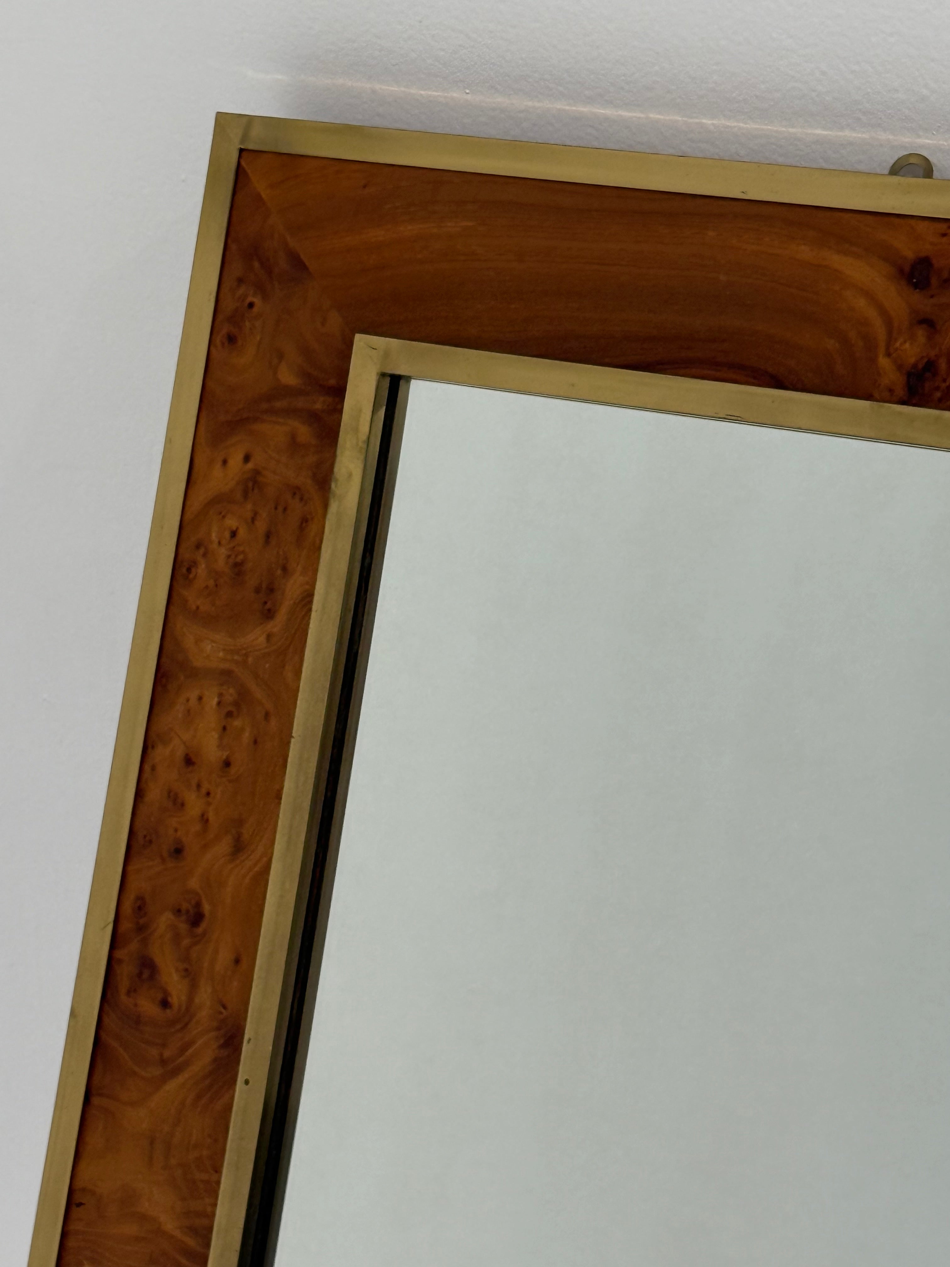 Italian Briar Wood & Brass  Mirror
