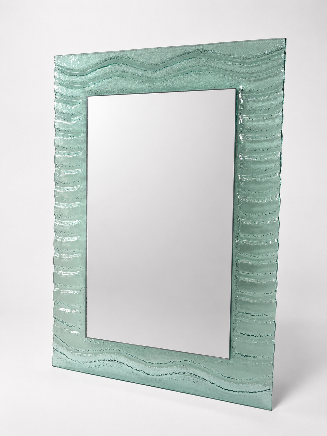 Vintage Green Moulded Glass Mirror - Two Available