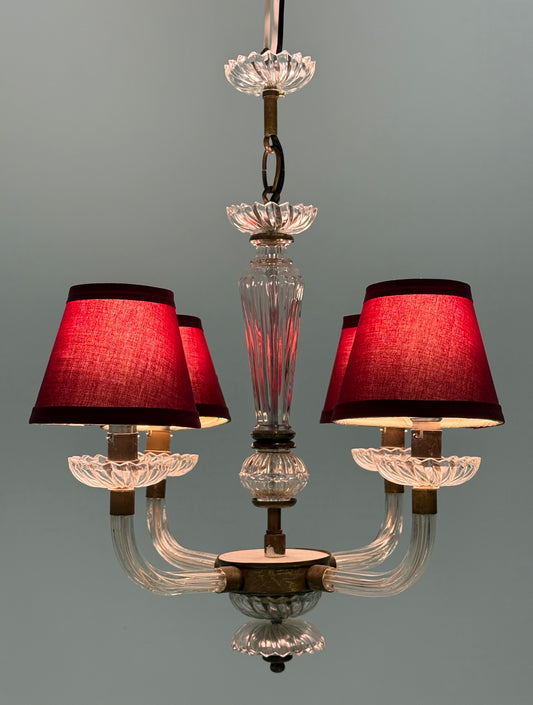 French Art Deco Glass Chandelier