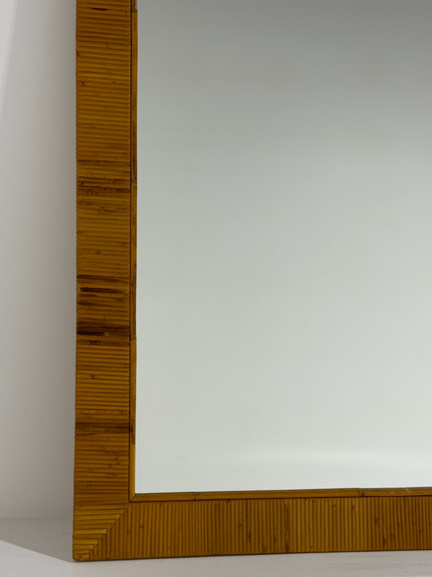 Full Length Vintage Pencil Reed Style Rattan Mirror