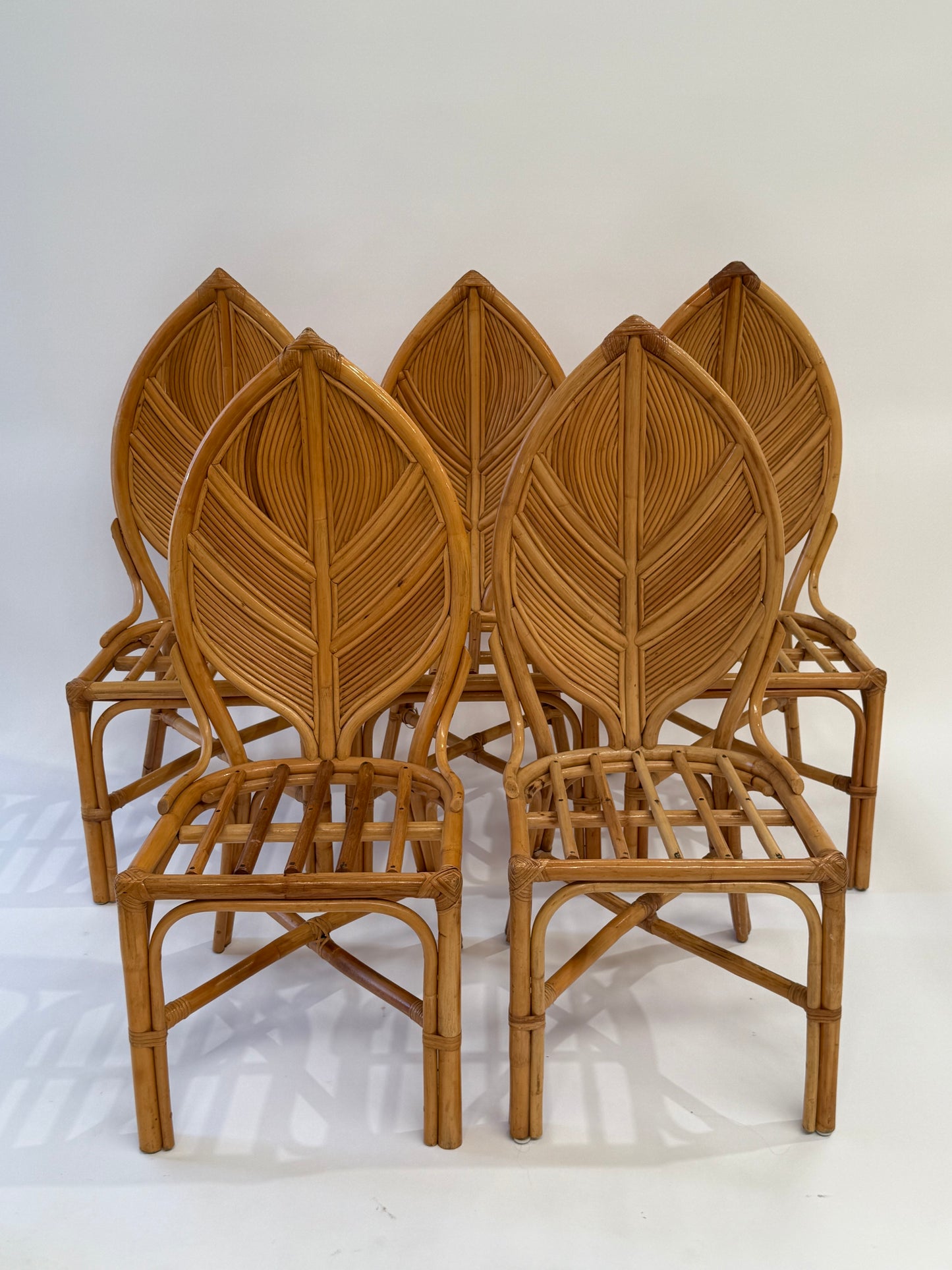 Set of Six Vintage French Bamboo Dining Chairs