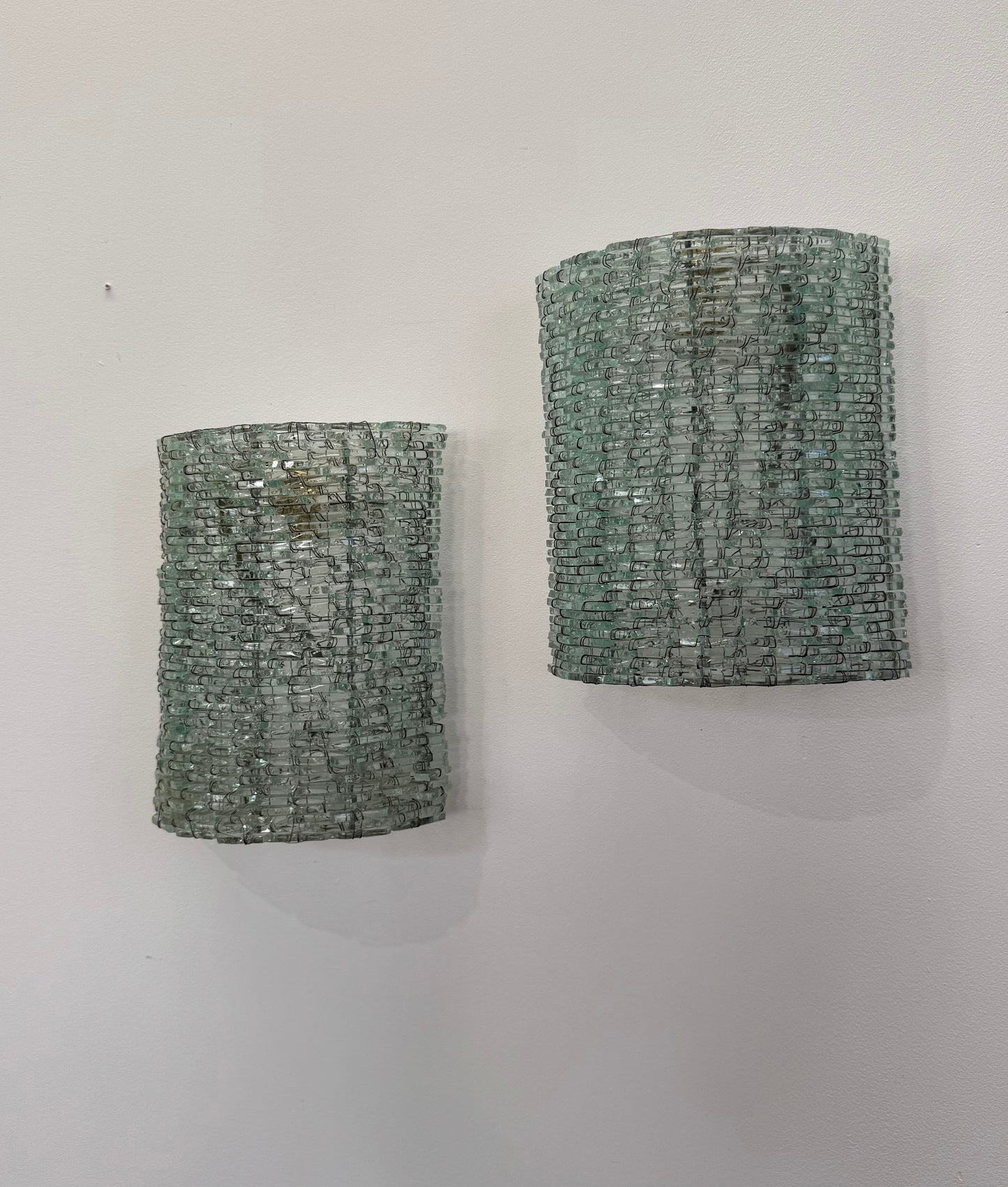 Pair of Vintage Italian Segmented Glass Wall Lights