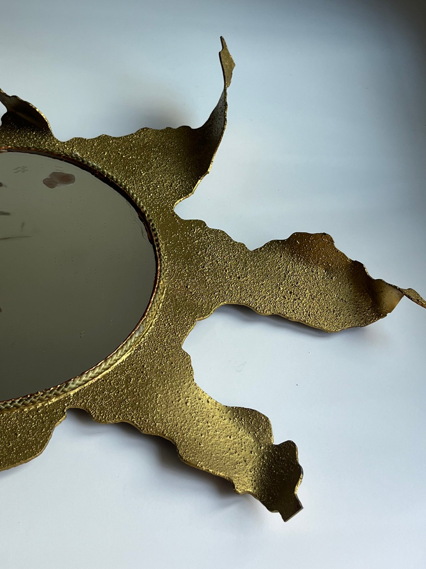 French Brutalist Sunburst Mirror