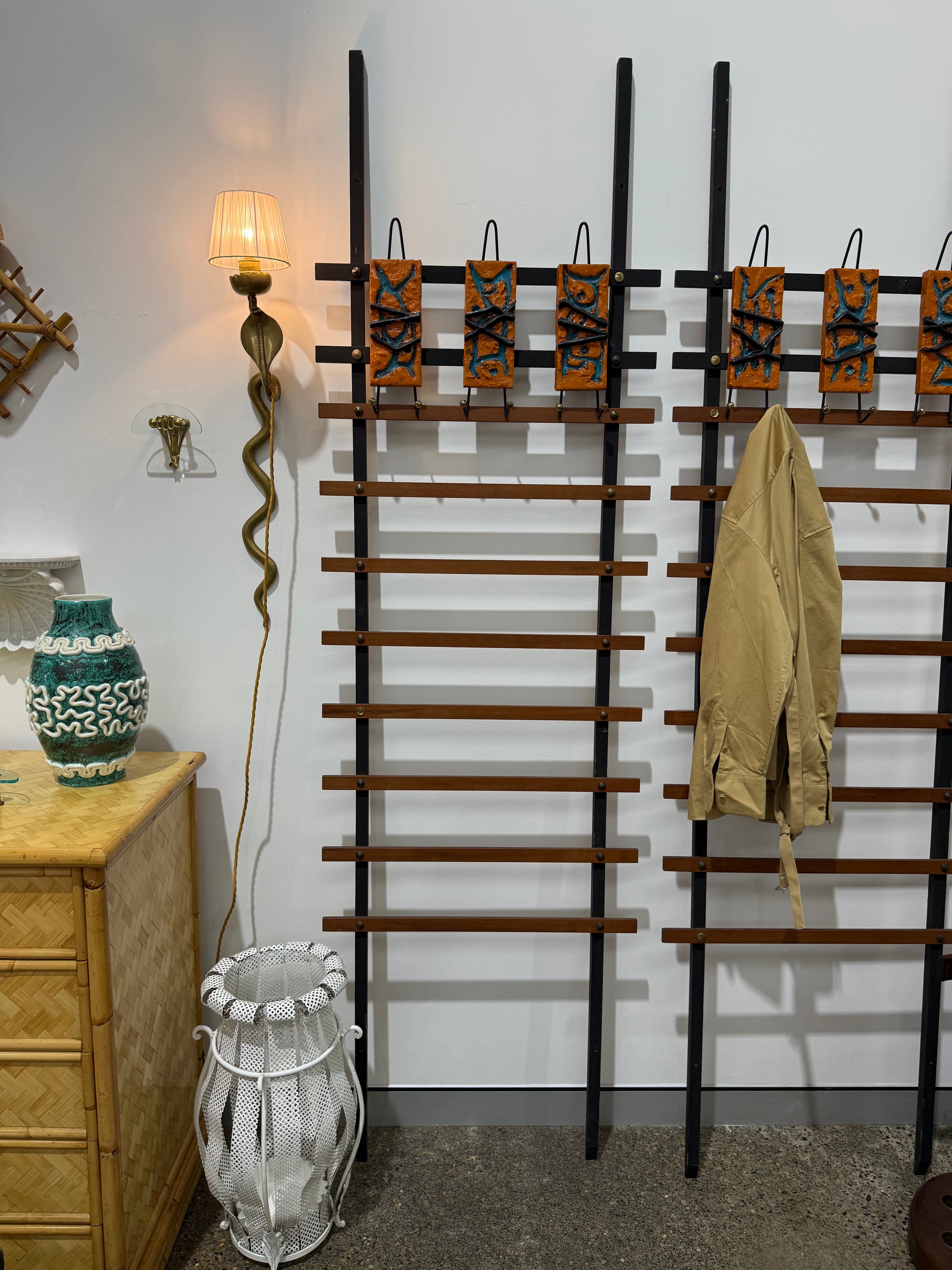 Mid Century Timber Ceramic Coat Rack