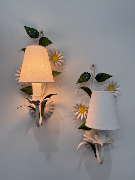 Pair of 1950’s French Floral Wall Lights