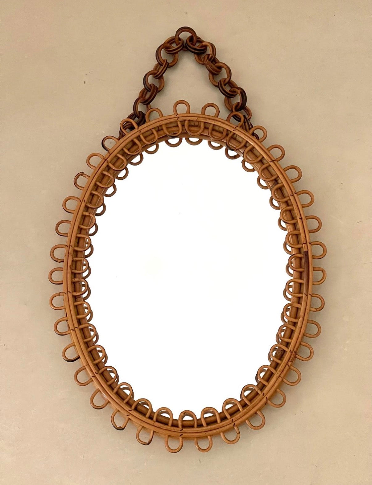 Vintage Italian Bamboo Mirror by Bonacina