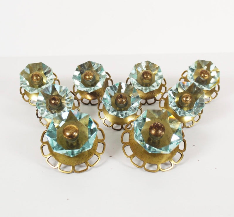 Italian Glass & Brass Coat Hook / Drawer Pull