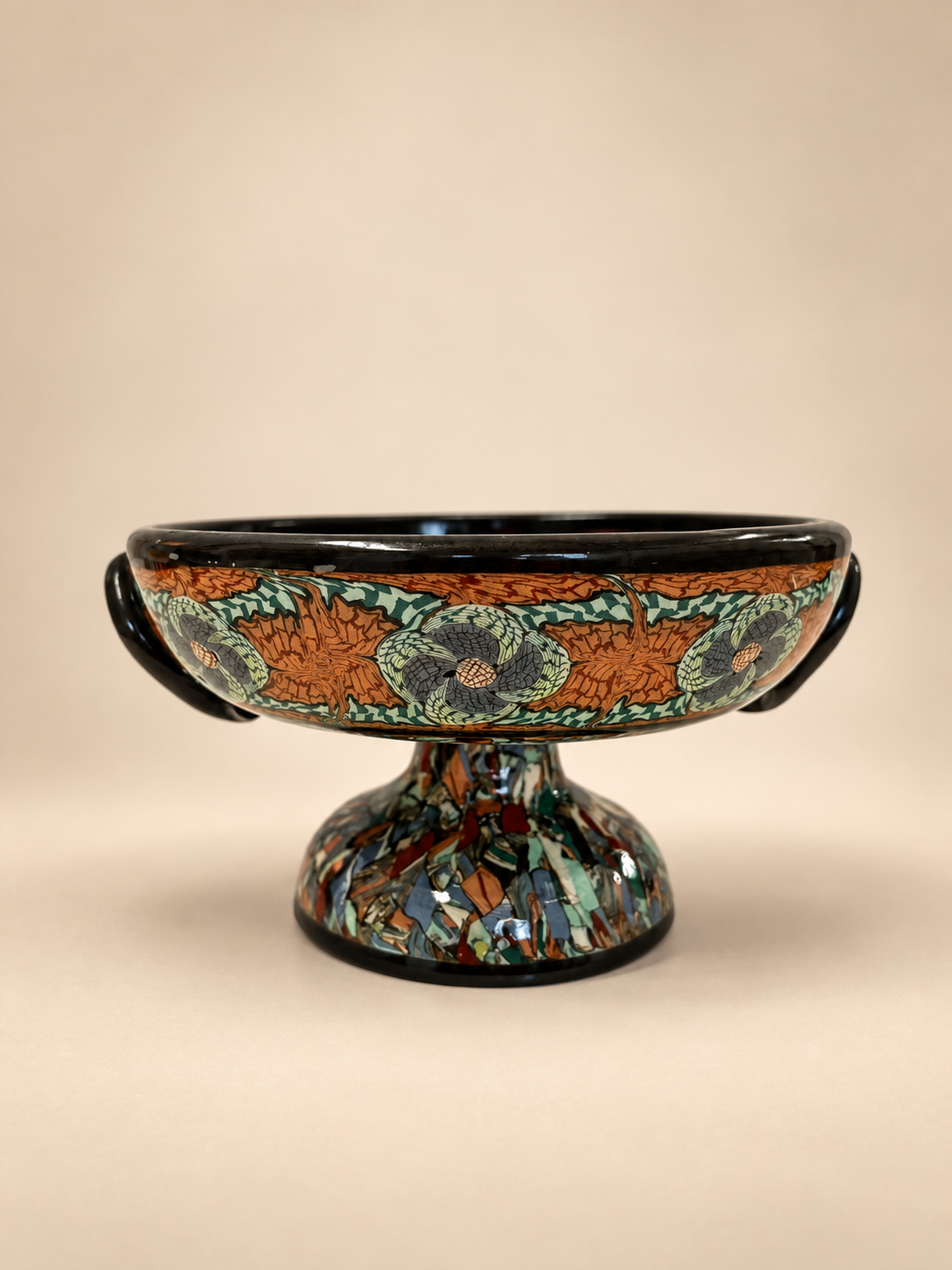 French Mosaic Ceramic Bowl by Jean Gerbino