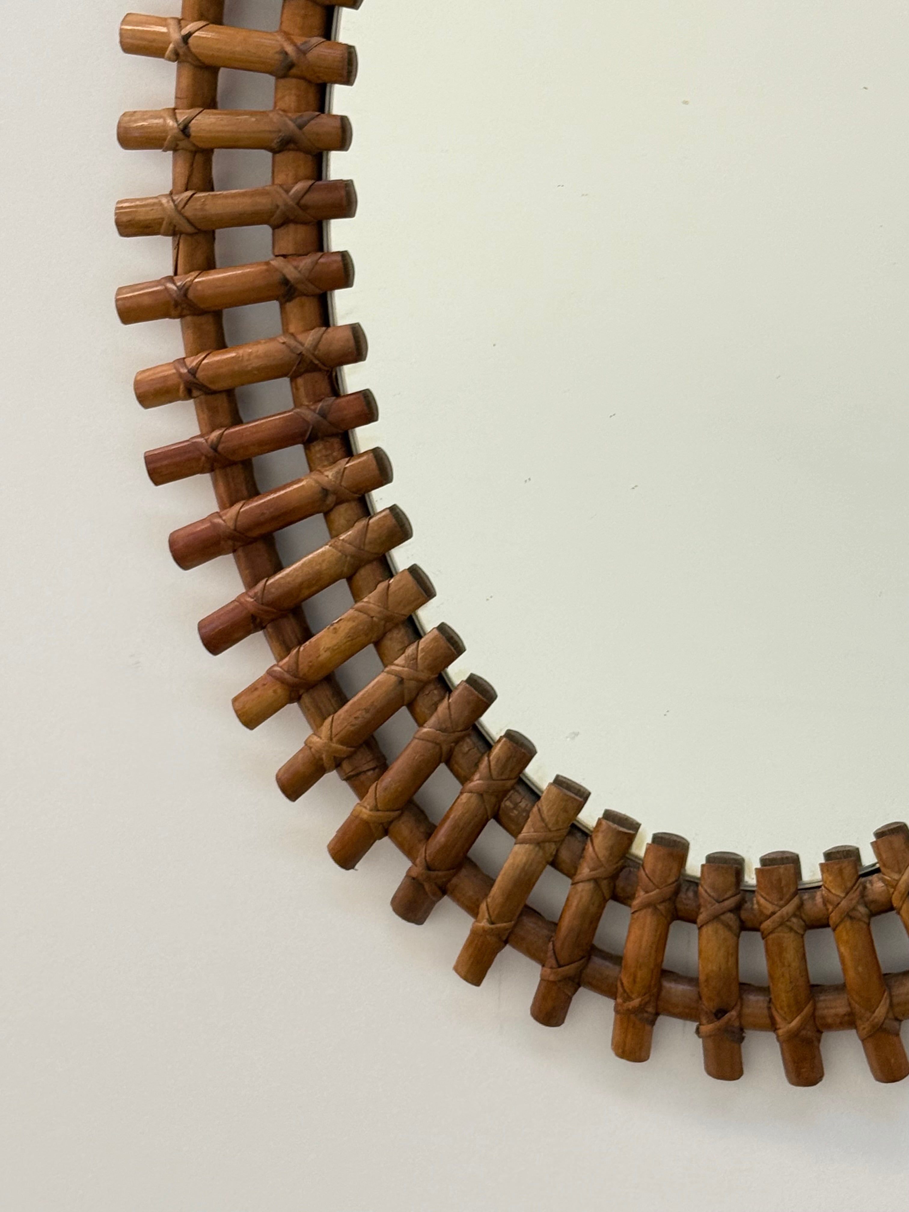 Italian Bamboo Mirror by Olaf Von Bohr for Bonacina