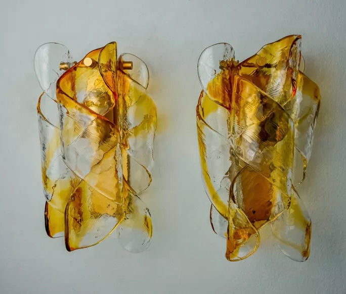 Pair of 1970’s Murano Wall Lights by Mazzega