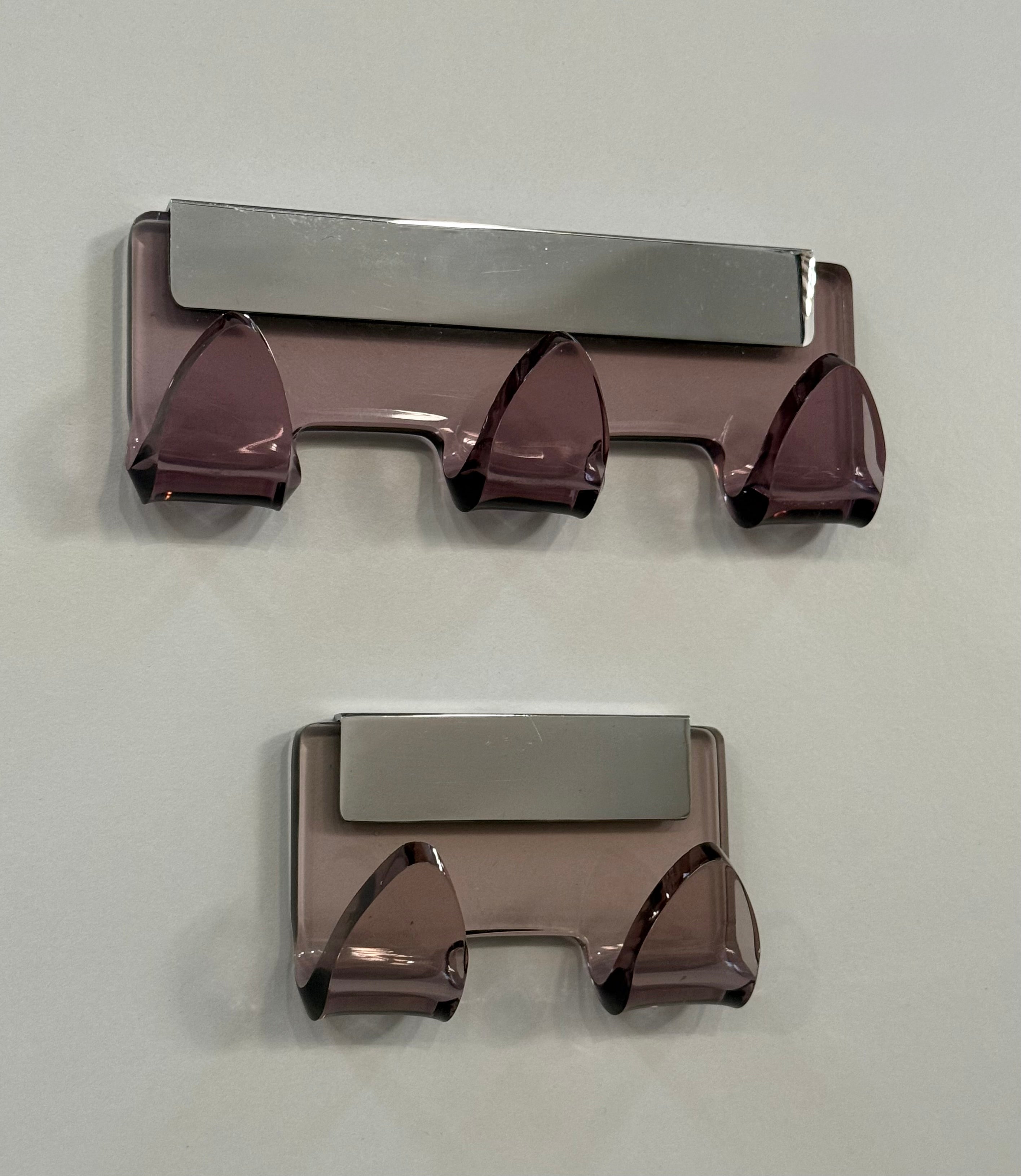 Set of Italian Perspex and Chrome Wall Hooks