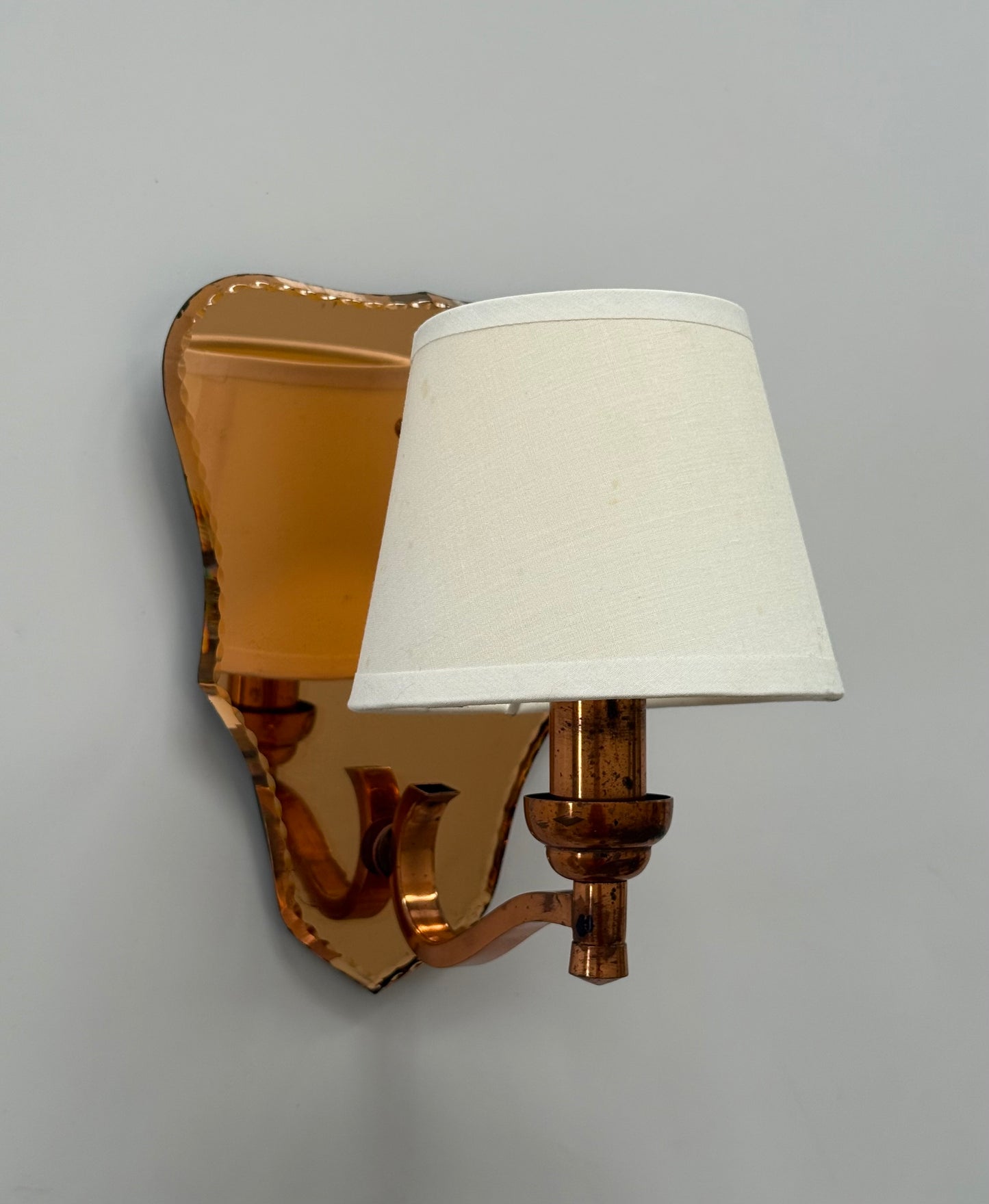 French Pink Glass Mirrored Wall Light