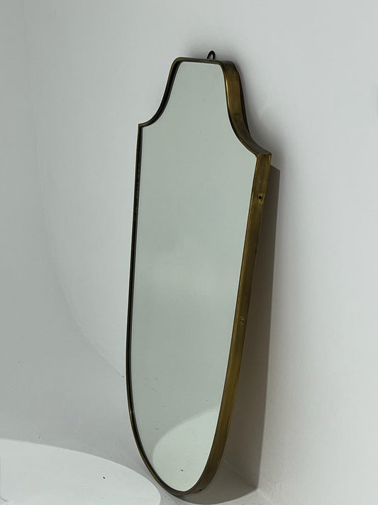 Vintage Italian Brass Shield Mirror