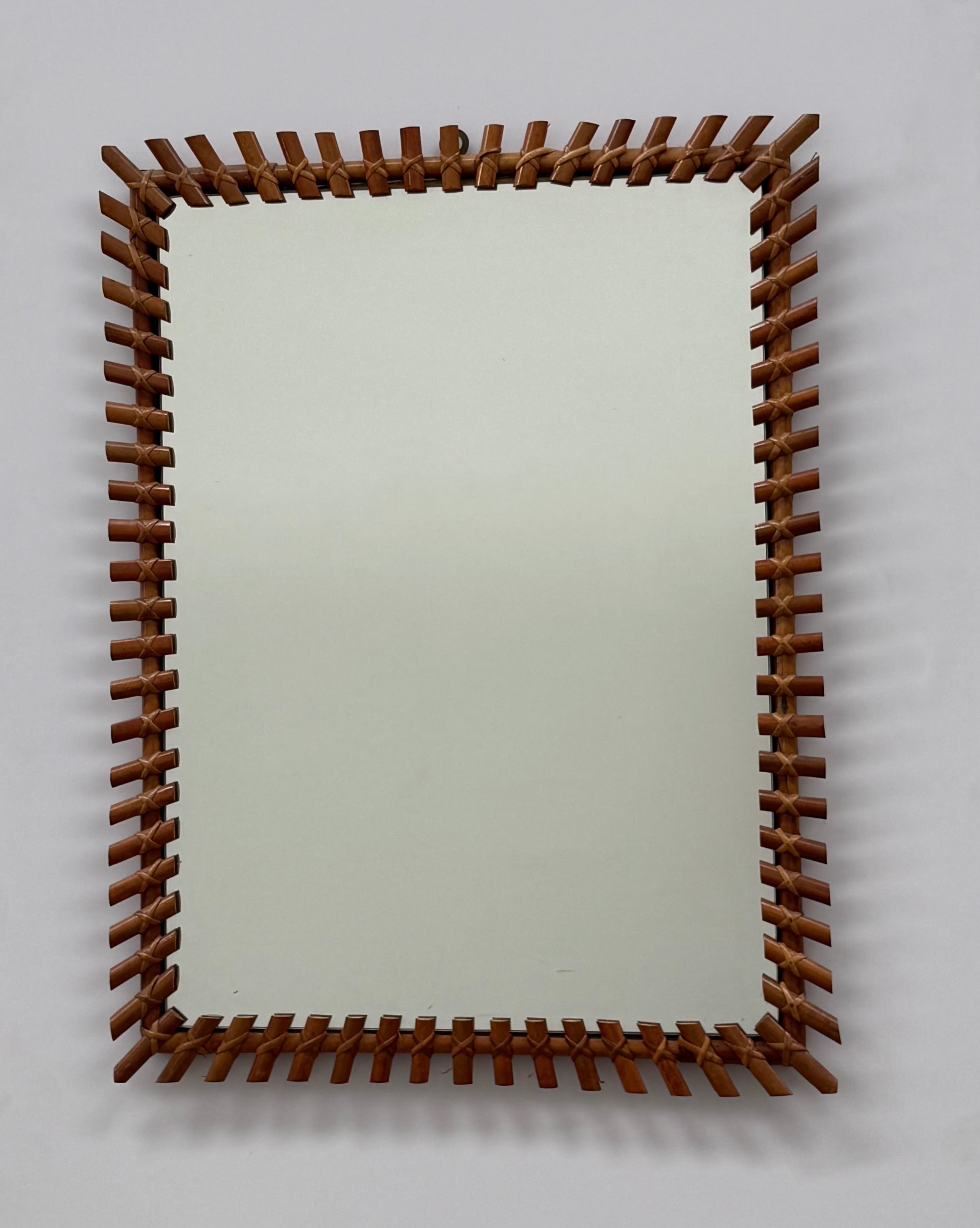 Italian Bamboo Mirror by Bonacina