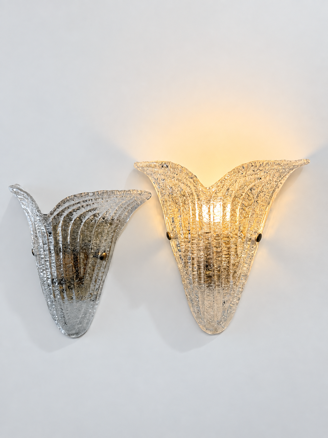 Pair of Vintage Murano Scalloped Wall Lights