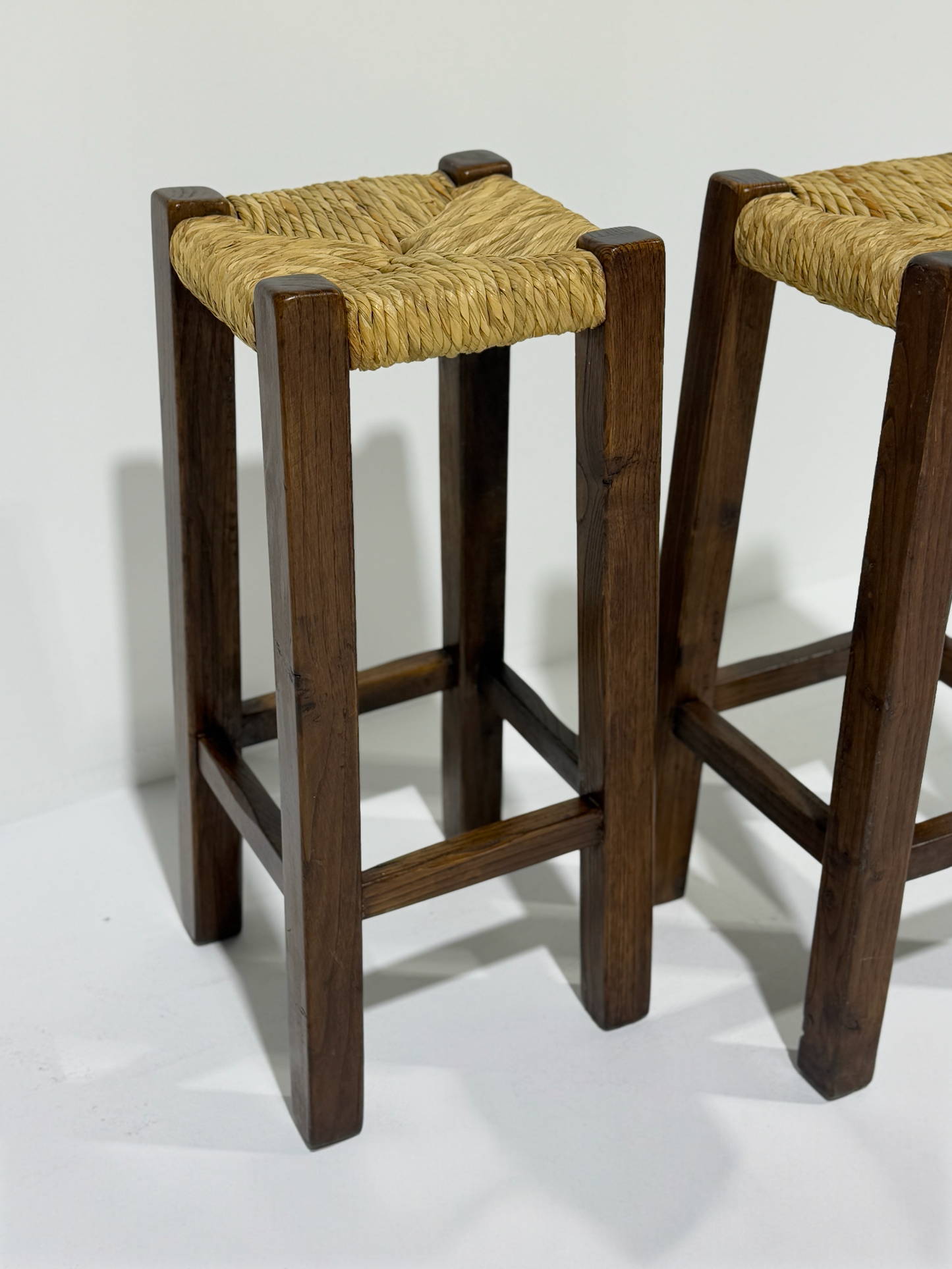 Pair of Vintage Italian Timber Rush Bar Stools