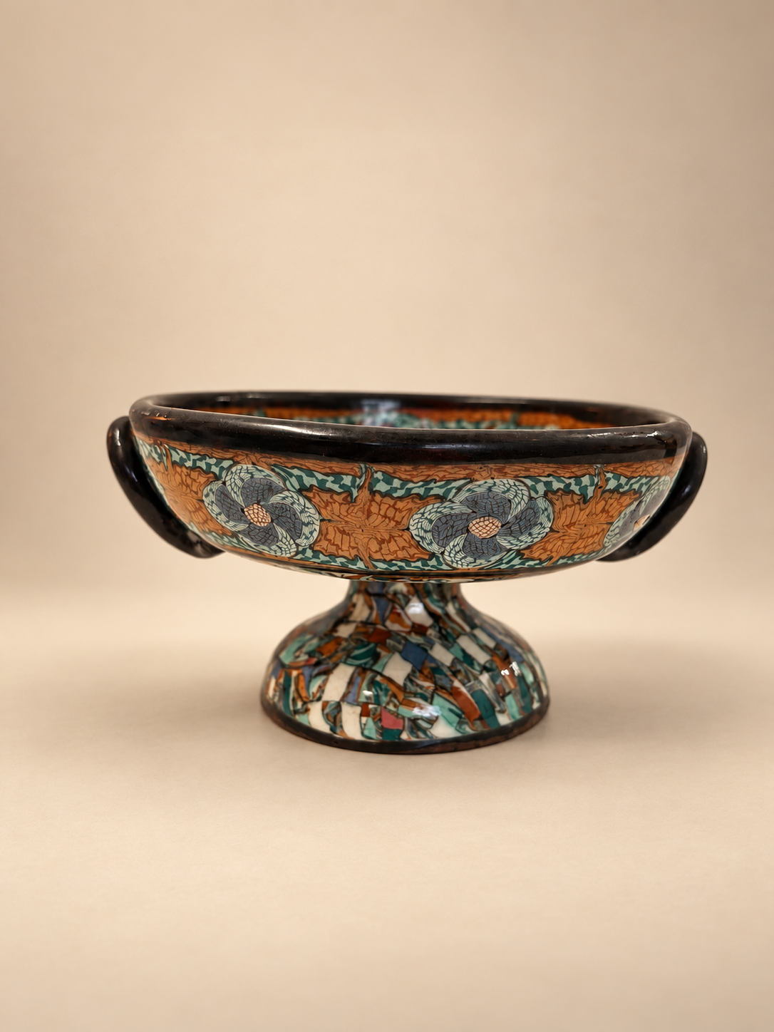 French Mosaic Ceramic Bowl by Jean Gerbino