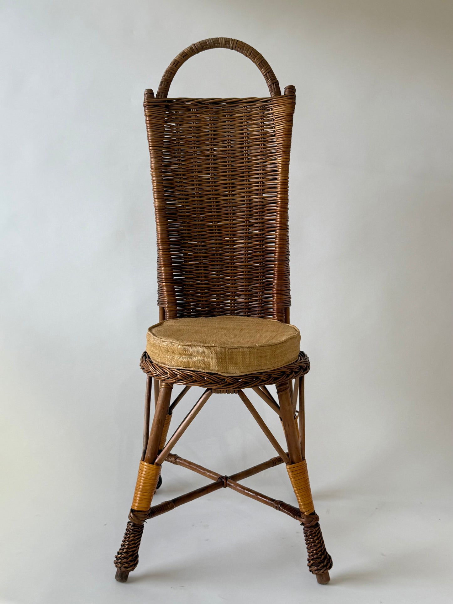 French Bamboo High Back Chair - Two Available
