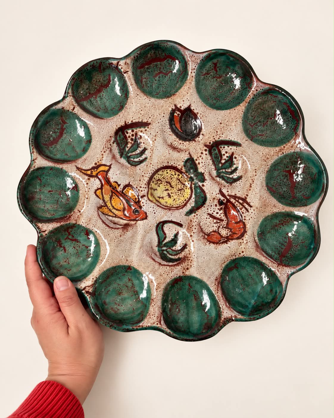Large Vintage French Ceramic Oyster Platter
