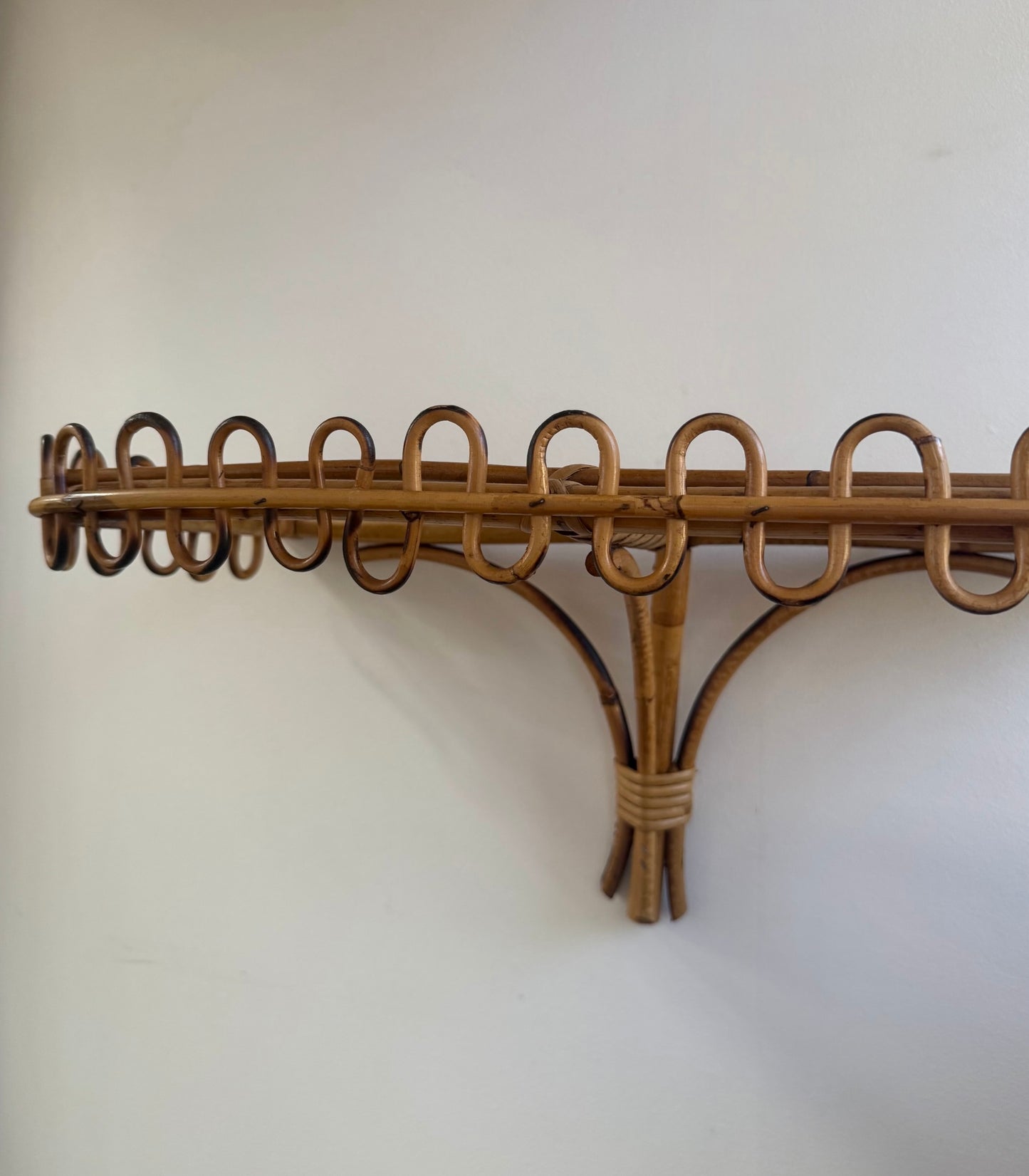 Italian Bamboo Wall Shelf by Bonacina