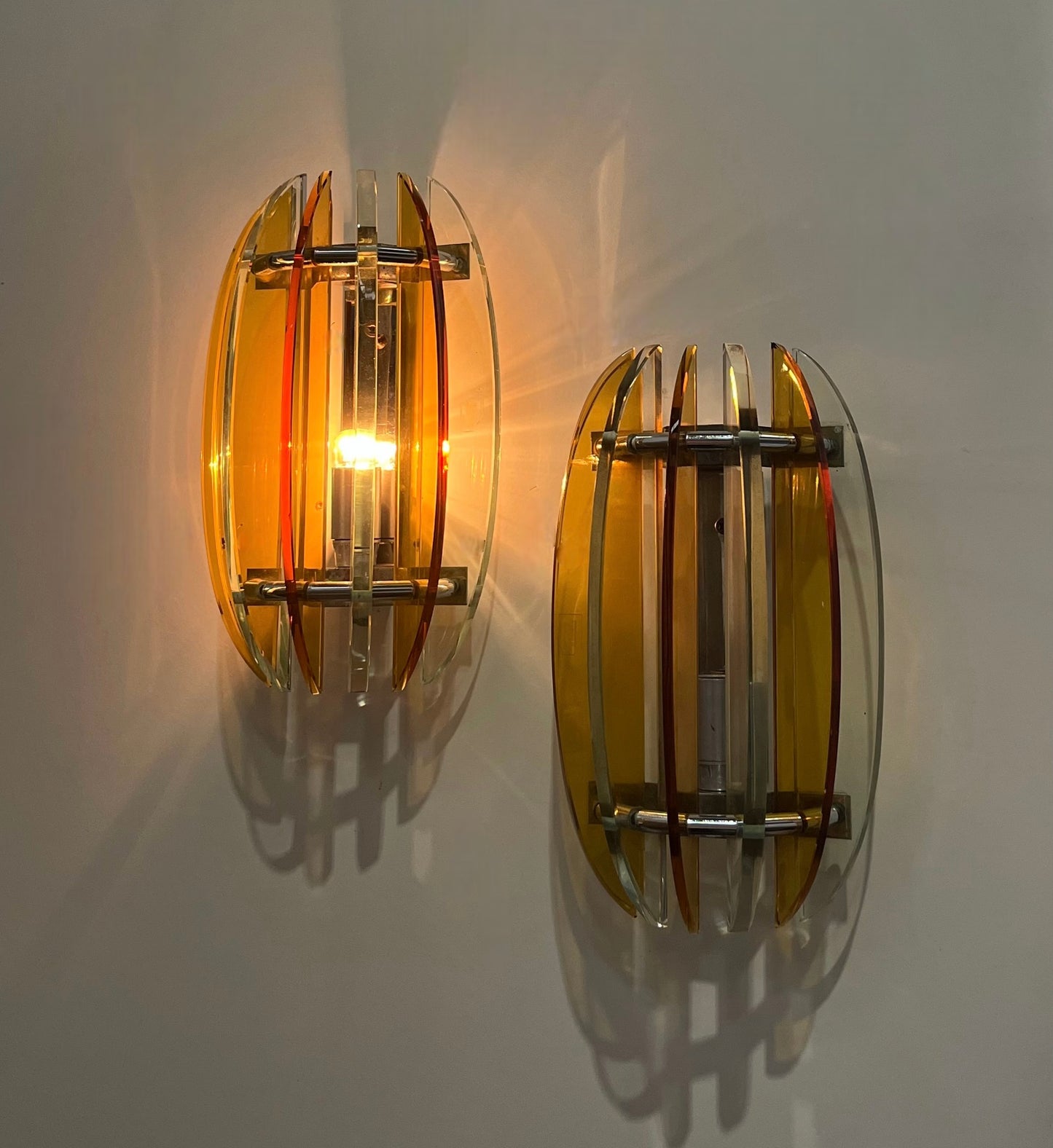 Pair of Murano Glass Wall Lights by VECA