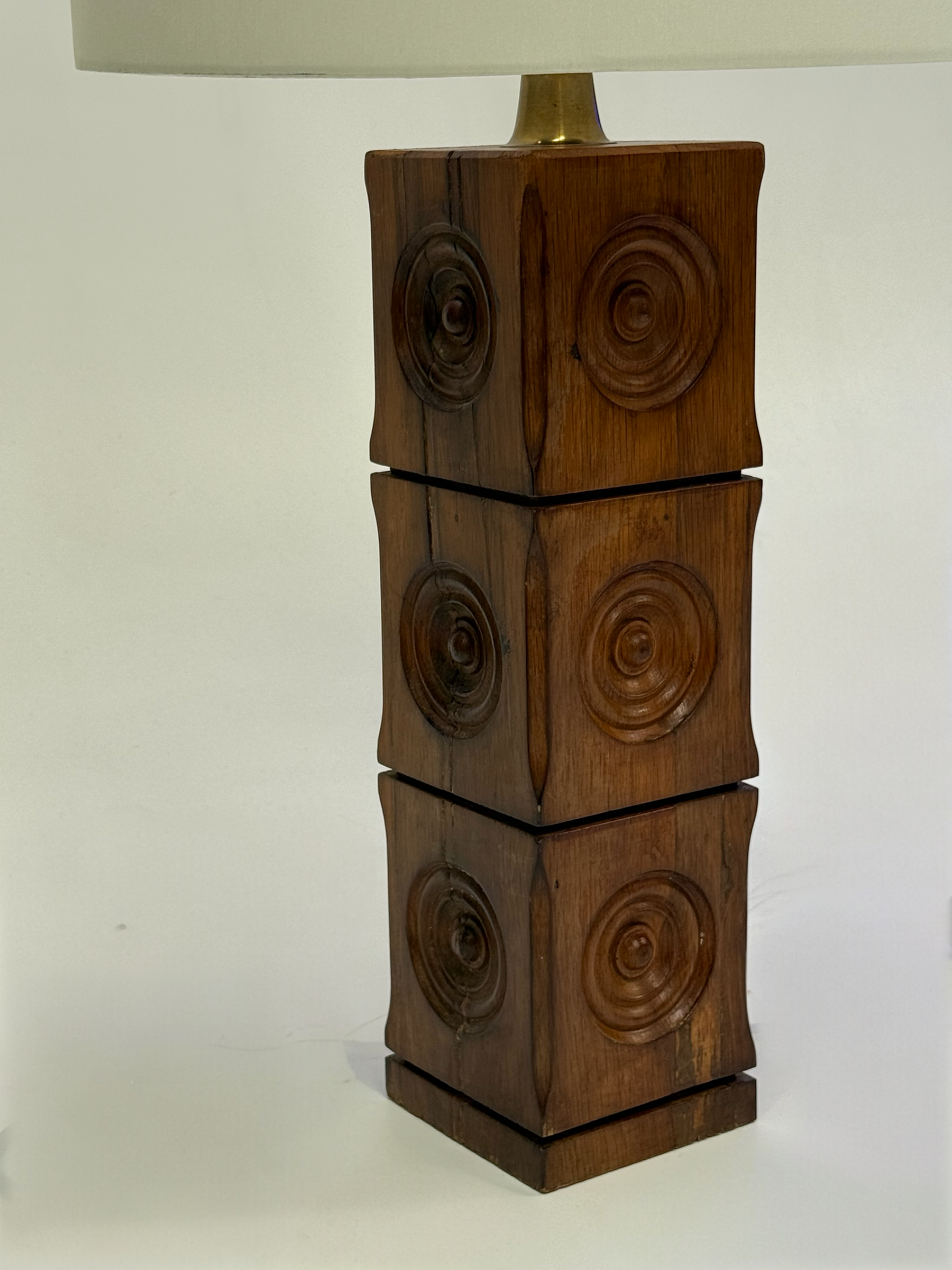Vintage Carved Timber Table Lamps - Two Available