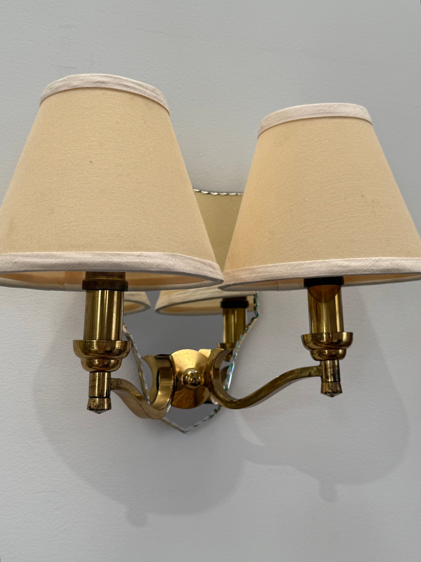 Pair of French Glass Mirrored Wall Lights