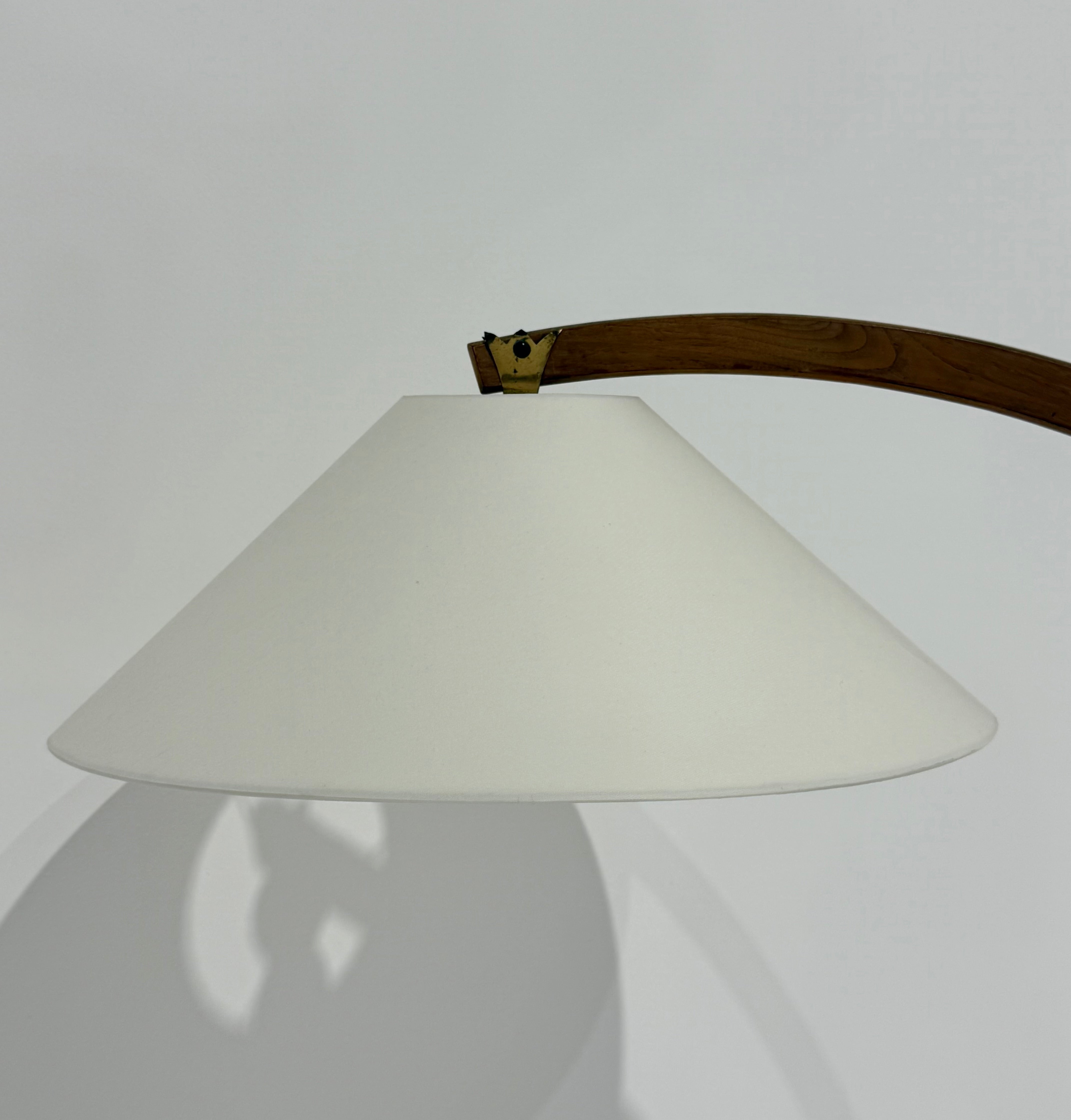 Vintage Italian Walnut Arc Floor Lamp