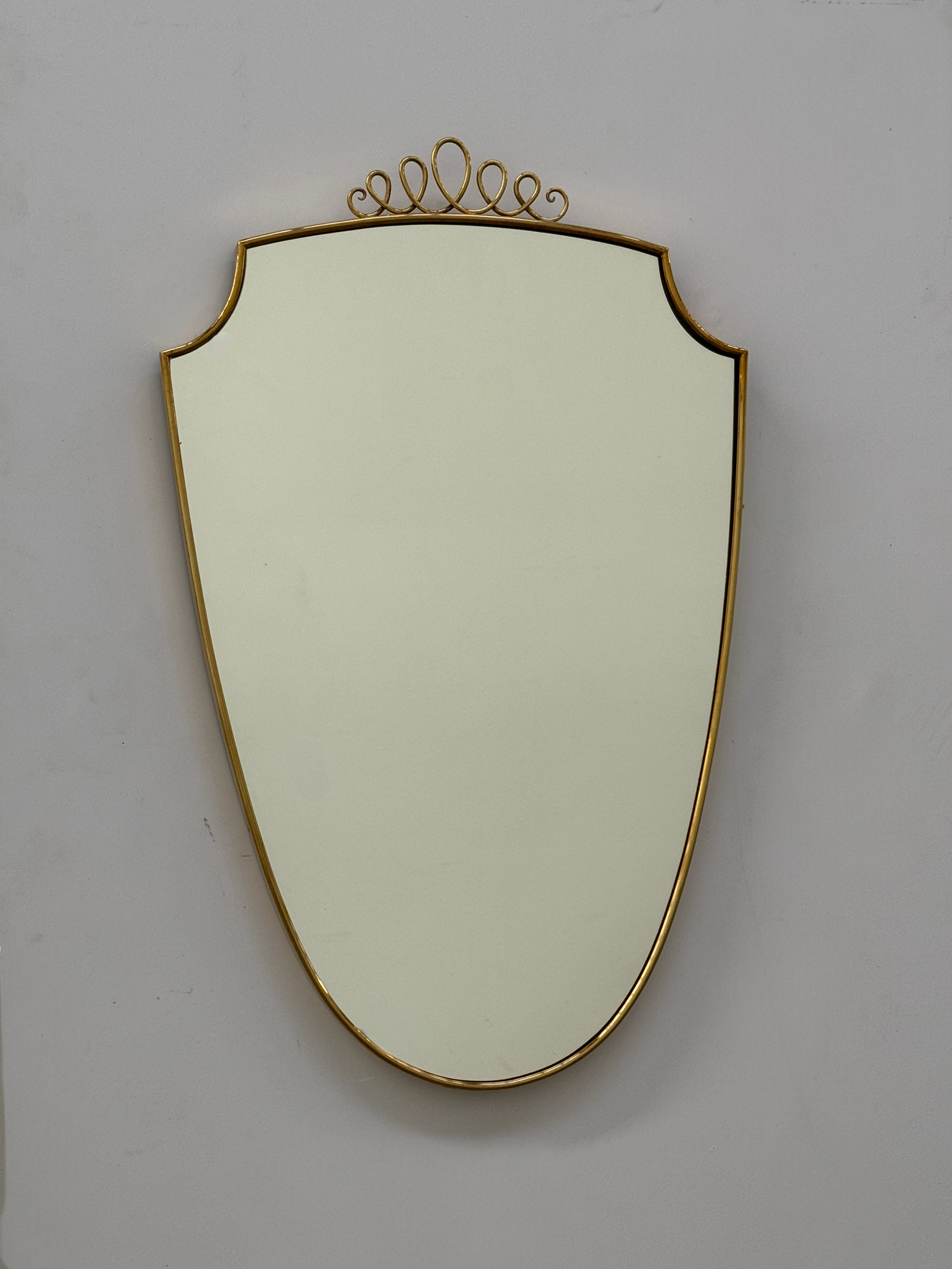 Vintage Italian Brass Shield Mirror