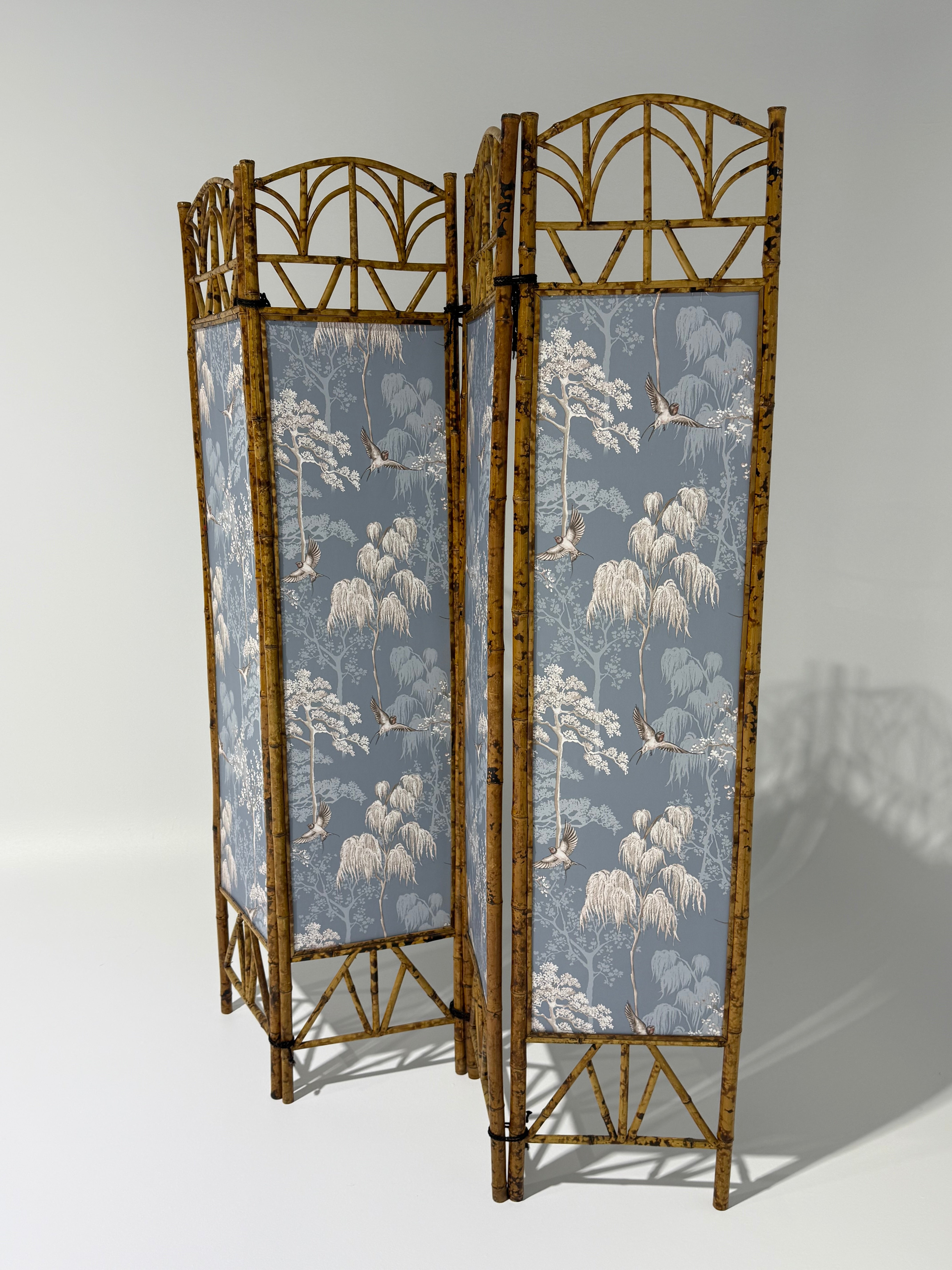 Vintage Bamboo Folding Screen