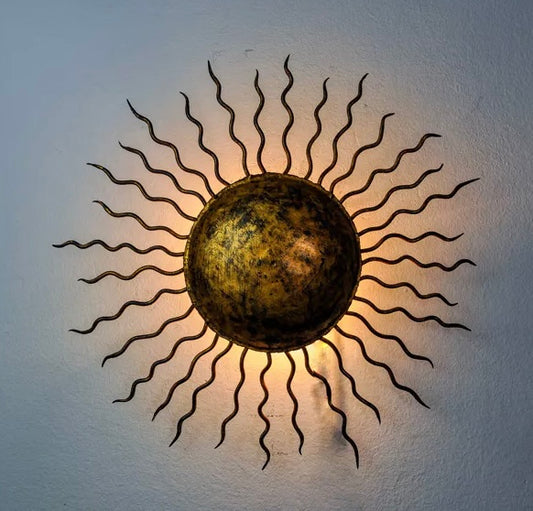 1970’s Spanish Sun Wall / Ceiling Light - Two Available