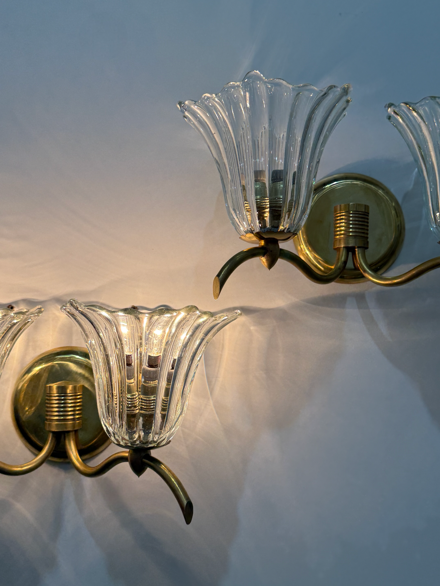 Double Bowl Murano Wall Light by Barovier - Two Available
