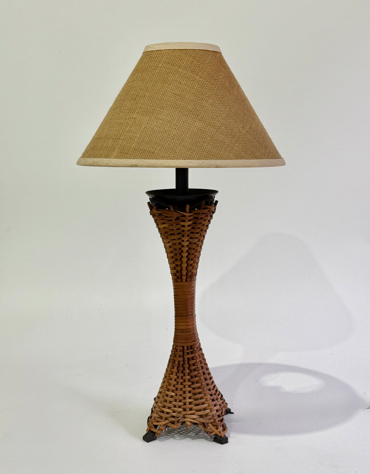 Large Vintage Wicker Lamp