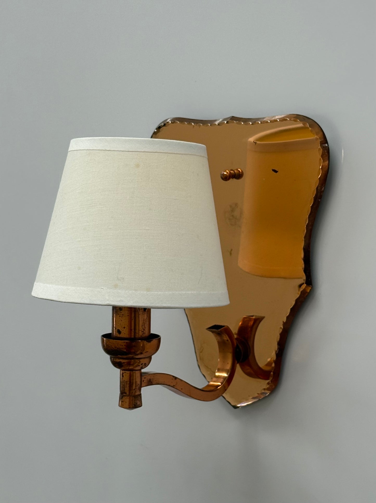 French Pink Glass Mirrored Wall Light