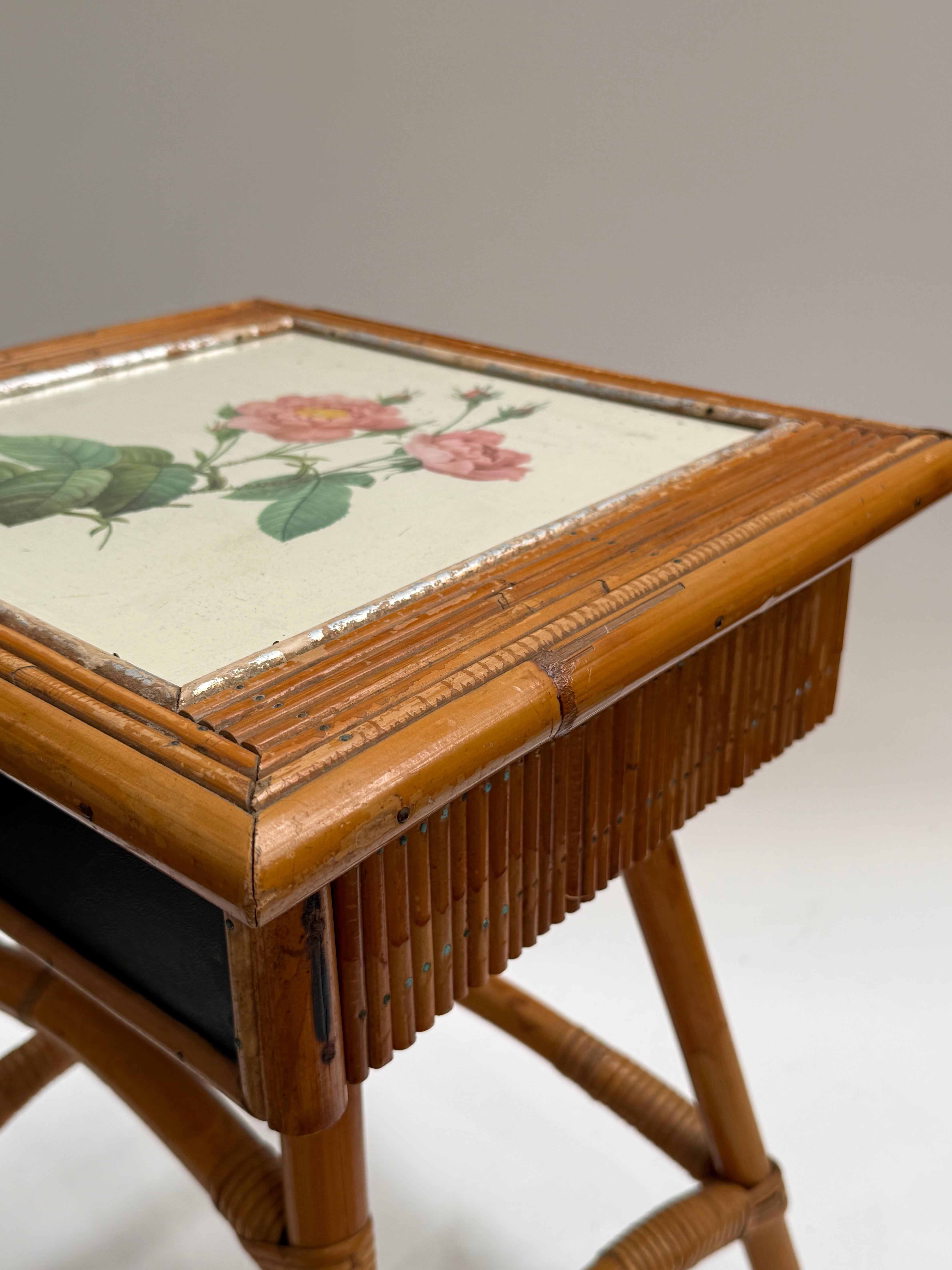 French Bamboo Bedside Table by Audoux Minet