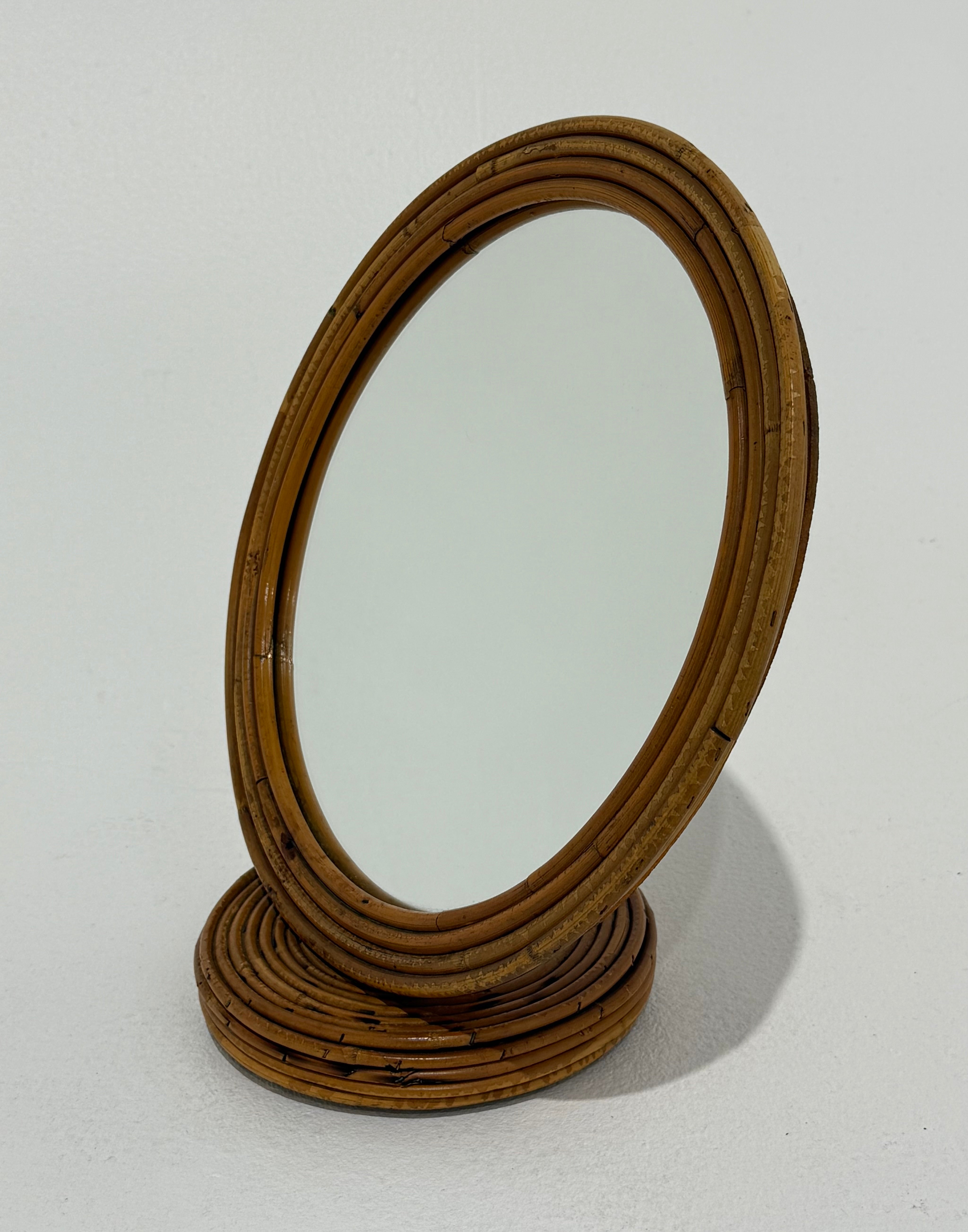 French Bamboo Vanity Mirror by Louis Sognot - Two Available