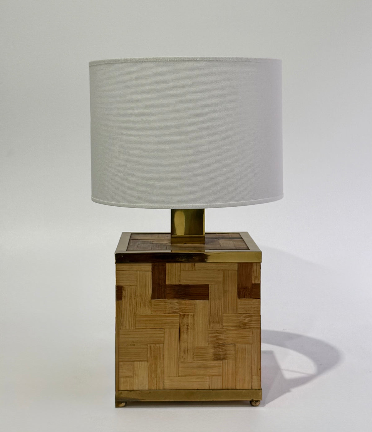 Vintage Italian Bamboo & Brass Lamp