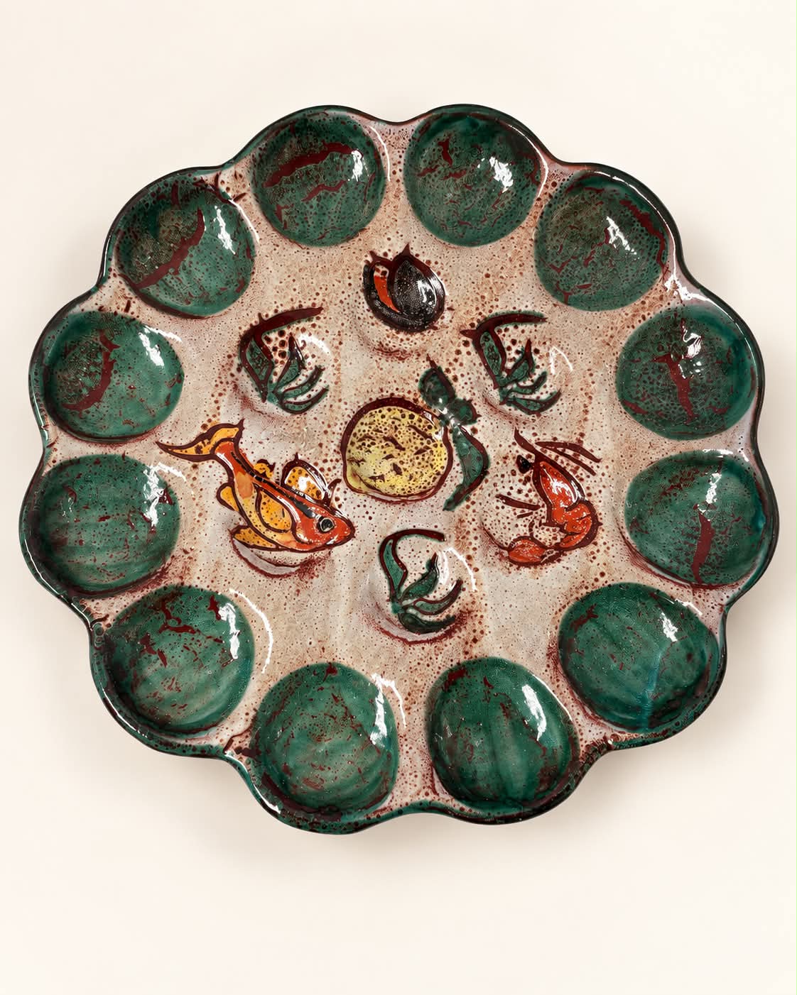 Large Vintage French Ceramic Oyster Platter