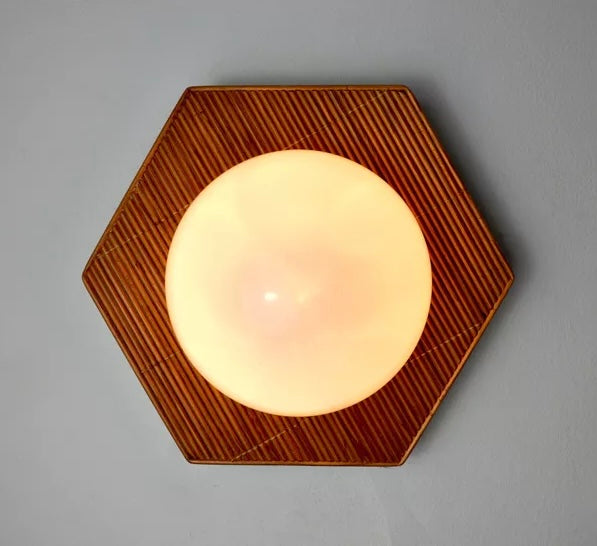 Large French Bamboo Wall Light - Two Available