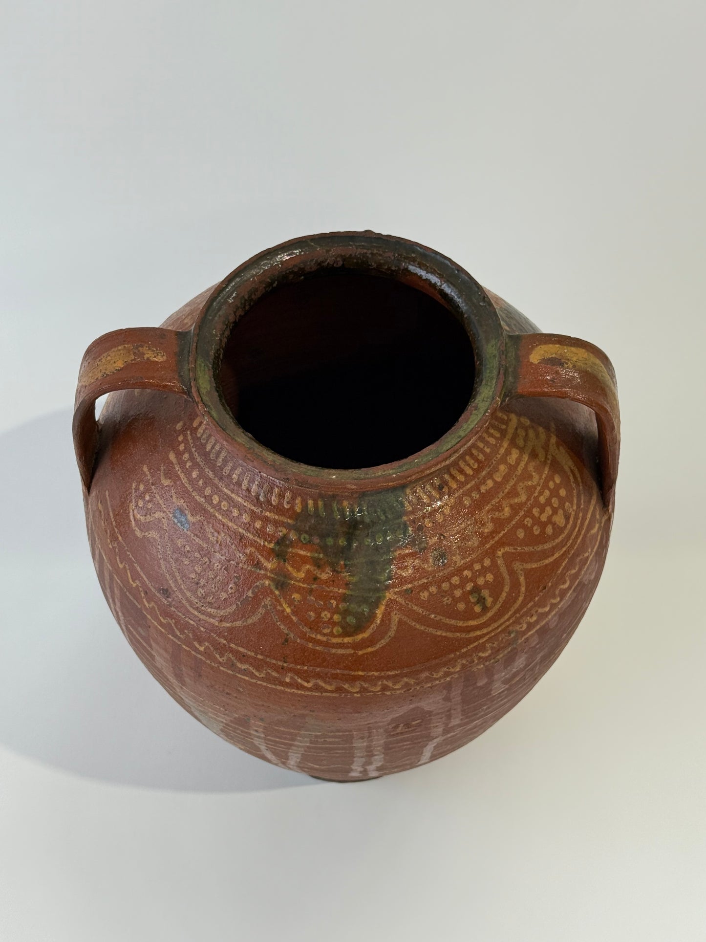 French Hand-painted Terracotta Vase