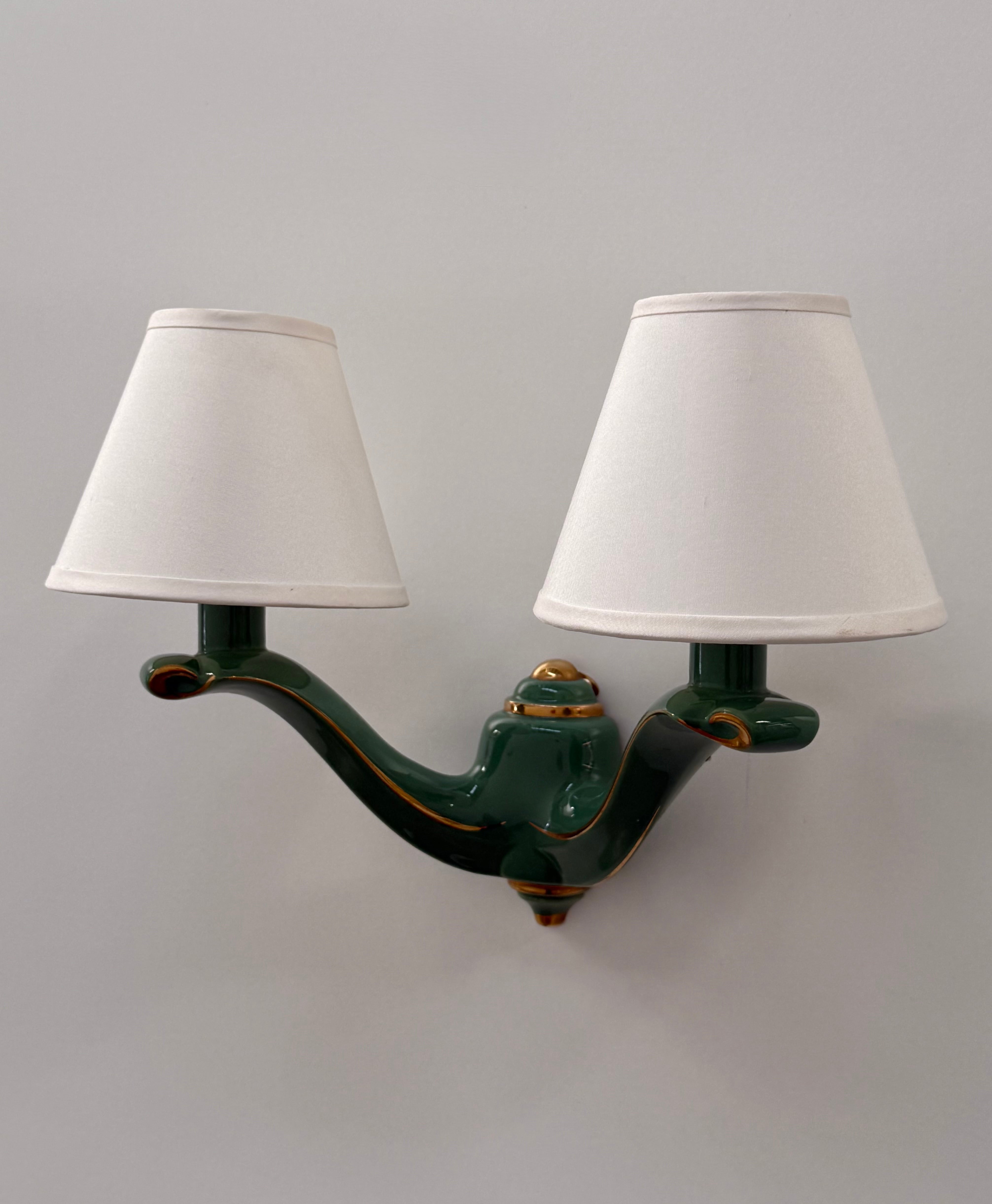 Pair of 1950’s French Ceramic Wall Lights